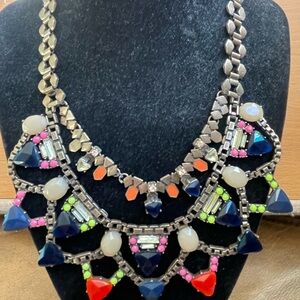 Vintage Statement Multicolor Bib Necklace - Women Jewelry